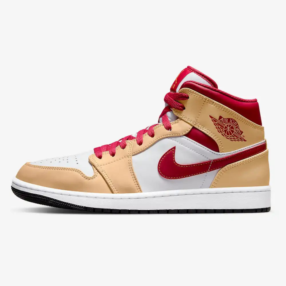 Air Jordan 1 Mid Light Curry Cardinal Red