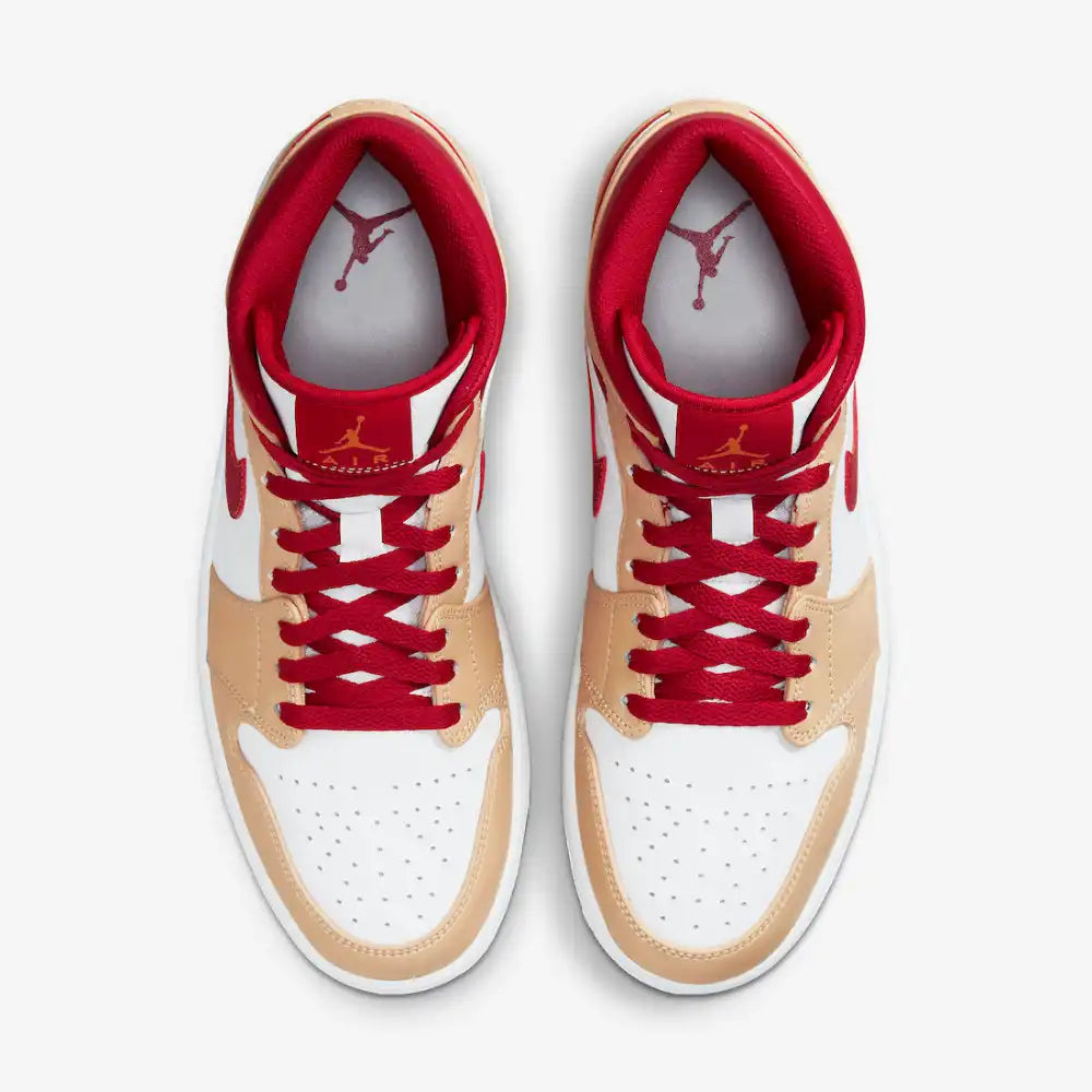 Air Jordan 1 Mid Light Curry Cardinal Red